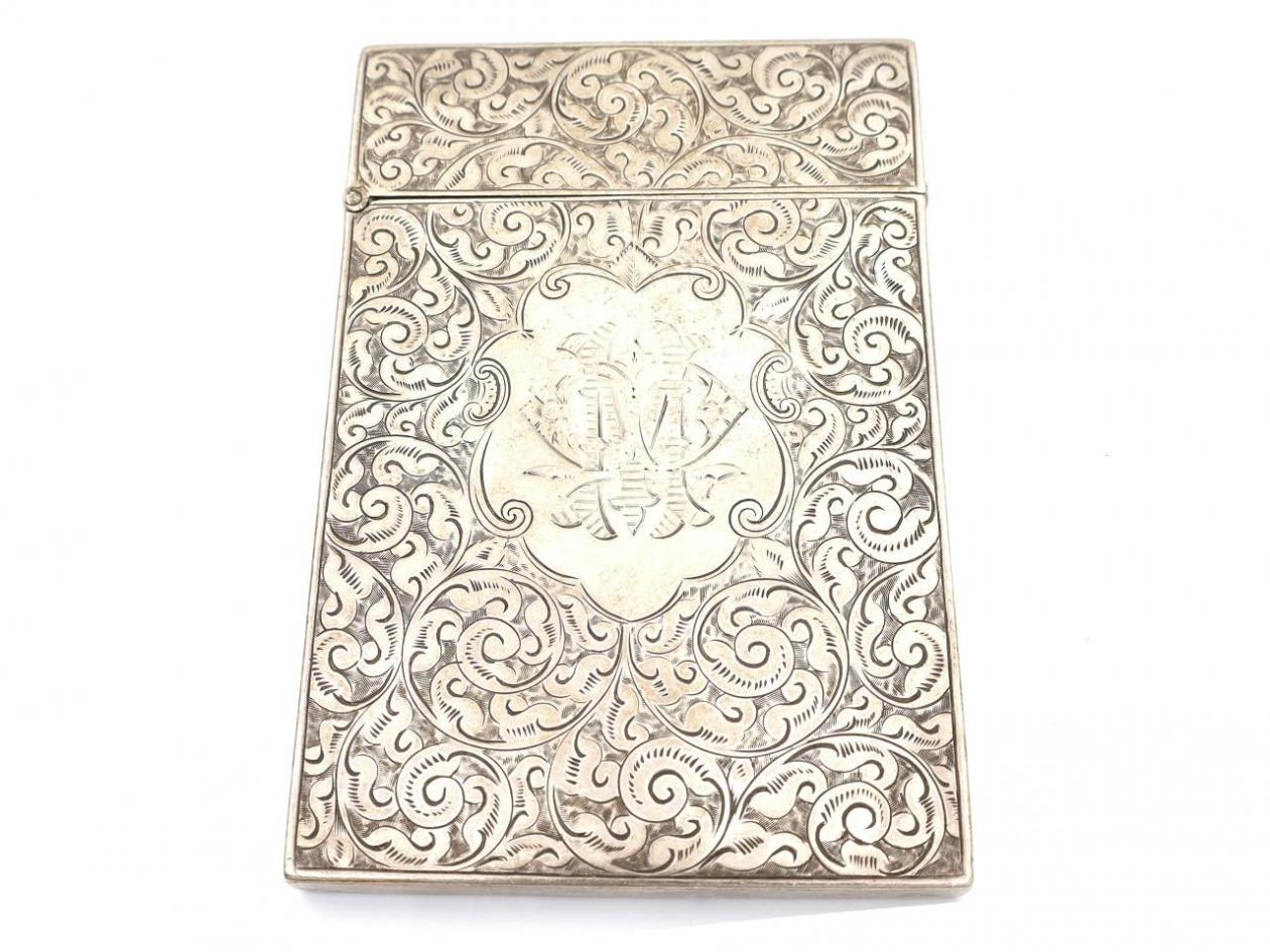 1893 sterling silver hinged box with foliate engraving
