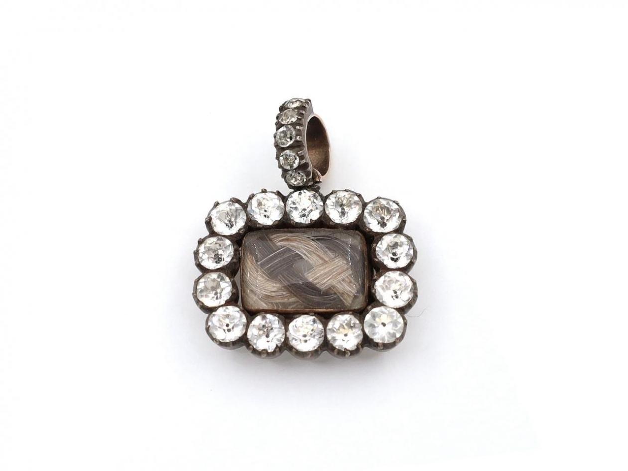 Antique Memento Mori Paste & Rose Gold Open Locket