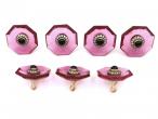 Art Deco set of seven sapphire, diamond and pink resin buttons