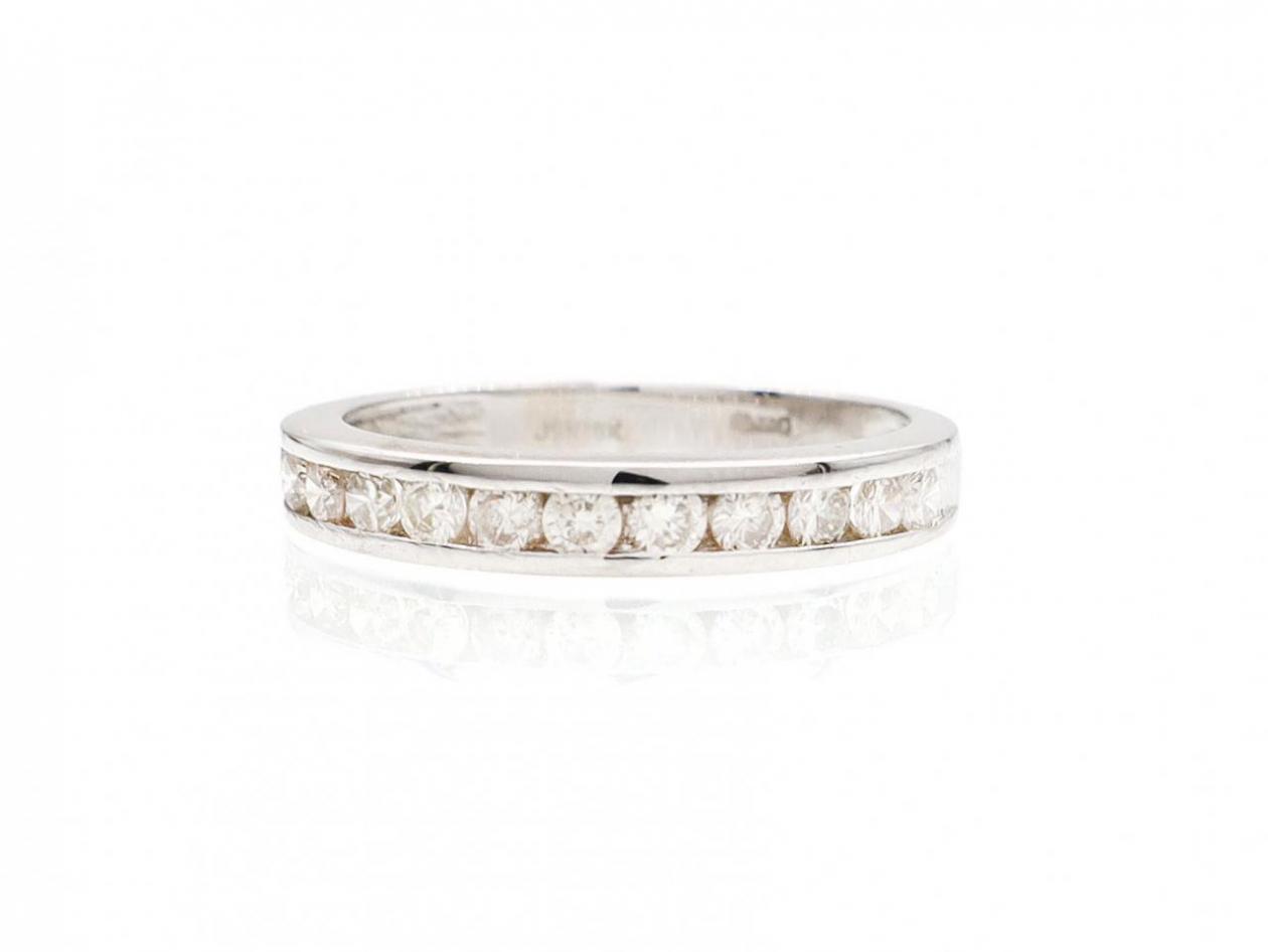 18kt white gold diamond channel set half eternity ring