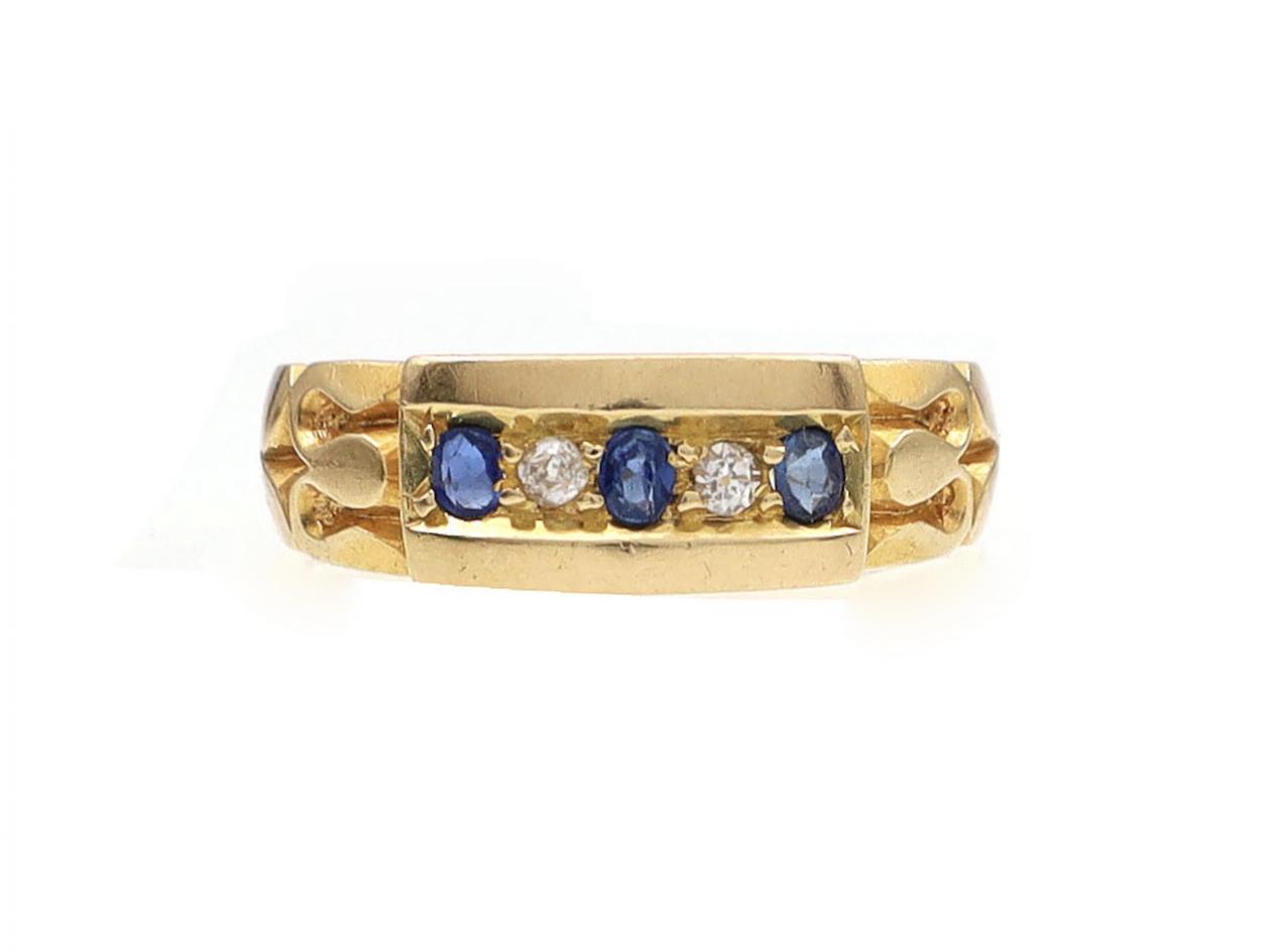 Victorian sapphire and diamond five stone ring