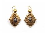 Victorian 18kt yellow gold pearl set star drop earrings