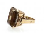 Retro smokey quartz dress ring in 9kt yellow gold
