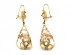 Art Nouveau yellow and rose gold floral drop earrings
