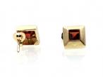 Vintage square garnet stud earrings in gold