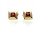 Vintage square garnet stud earrings in gold