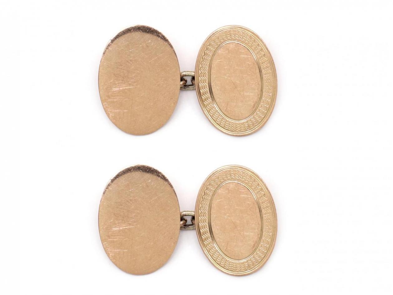 1922 oval 9kt rose gold cufflinks
