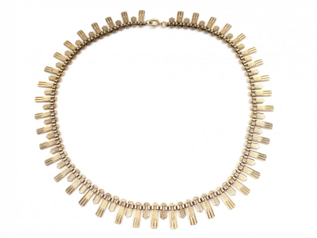 Retro 9kt yellow gold Cleopatra fringe necklace