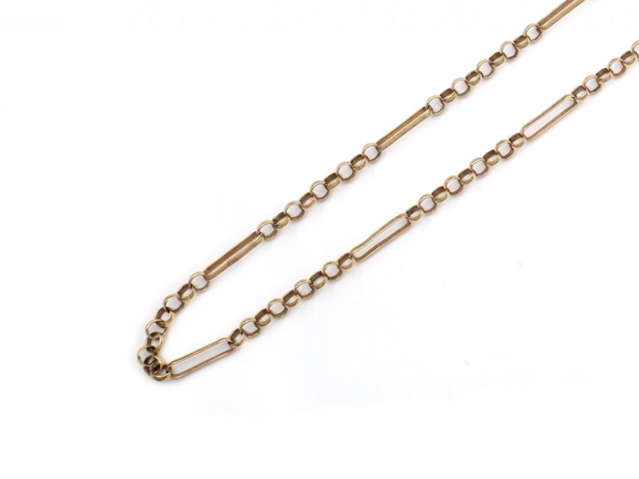 Vintage figaro belcher link necklace in 9kt yellow gold