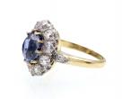 Antique sapphire and diamond coronet cluster engagement ring