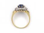 Antique sapphire and diamond coronet cluster engagement ring