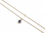 Sapphire and diamond cluster pending with spiga chain