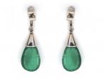 Vintage emerald cabochon and diamond drop earrings