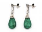 Vintage emerald cabochon and diamond drop earrings