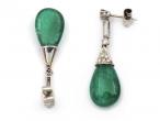 Vintage emerald cabochon and diamond drop earrings