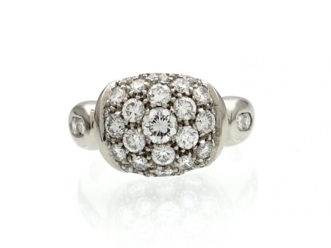 Platinum diamond set bombé cluster ring