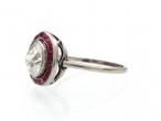 Art Deco 1.80ct Old European Cut Diamond & Ruby Target Ring