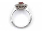 Ruby and diamond coronet cluster ring in platinum