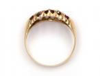 Antique 18kt yellow gold ruby and diamond navette cluster ring