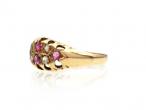 Antique 18kt yellow gold ruby and diamond navette cluster ring