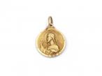 Religious 14kt yellow gold plated circular pendant