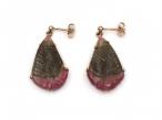 Vintage carved watermelon tourmaline drop earrings