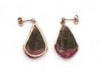 Vintage carved watermelon tourmaline drop earrings