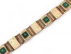 Retro 14kt yellow gold panel bracelet set with jadeite