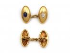 Antique 18kt Yellow Gold Diamond & Sapphire Cufflinks