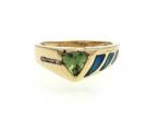 Tourmaline, opal and diamond abstract ring in yellow gold