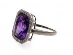 Art Deco amethyst and diamond rectangular cluster ring