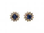 Vintage sapphire and diamond cluster earrings in gold