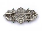 Art Deco openwork diamond and emerald plaque brooch