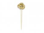 White enamel and diamond flower stick pin