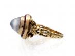 Belle Epoque Moonstone & Ruby Target Ring in 18kt Gold