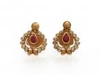 Vintage pear shape ruby and diamond cluster earrings