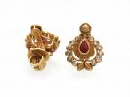 Vintage pear shape ruby and diamond cluster earrings
