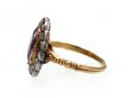 Early Victorian pink topaz and diamond oval cluster ring