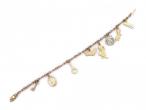 Vintage charm bracelet with eight charms in 9kt yellow gold