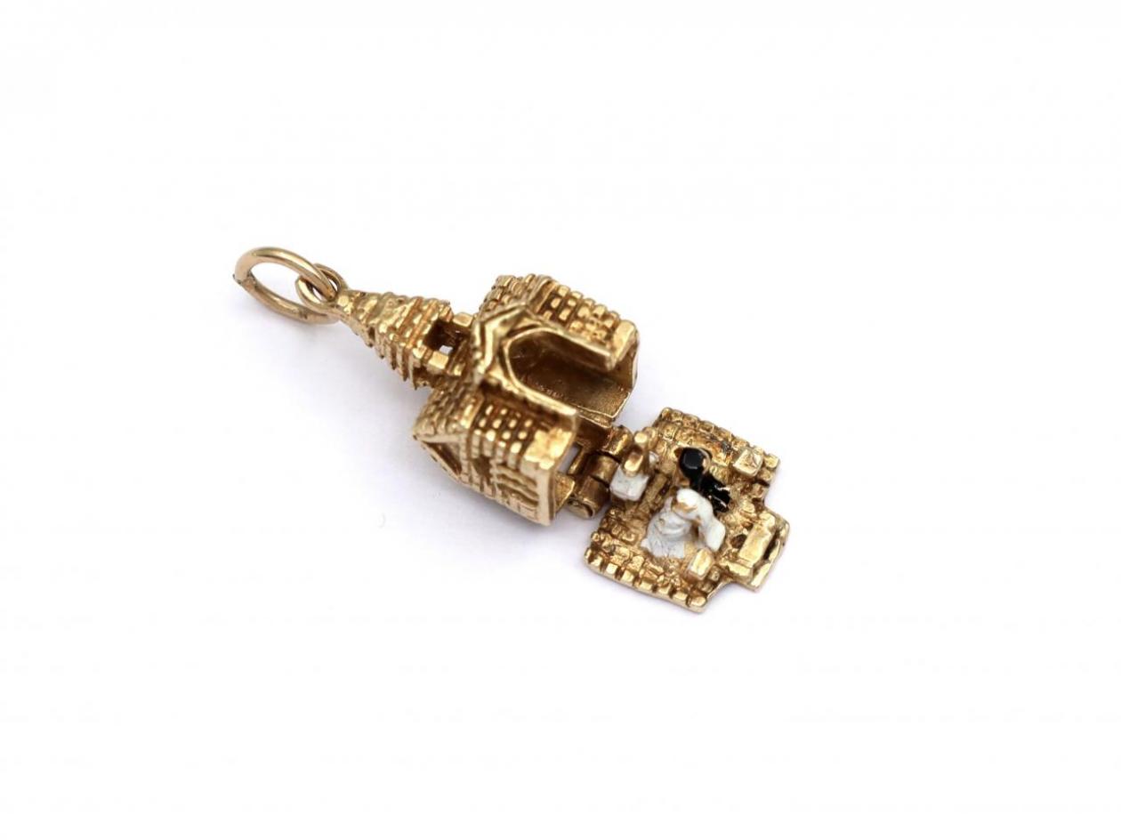 1974 church charm with a hidden bride and groom