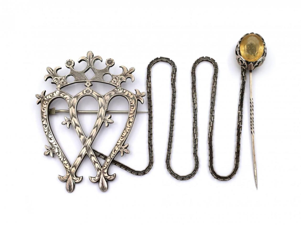 Scottish sterling silver and citrine Luckenbooth brooch