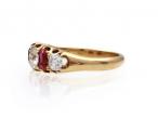Victorian diamond and ruby five stone ring in 18kt gold