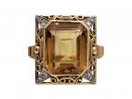 1960s Citrine & Diamond Cocktail Ring in 18kt Yellow Gold