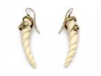 1970s horn and serpent  9kt yellow gold drop earrings
