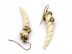 1970s horn and serpent  9kt yellow gold drop earrings