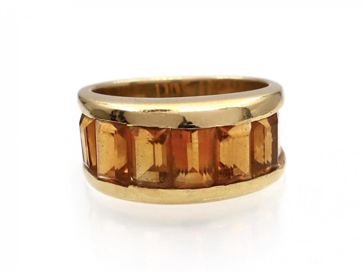 1970s chunky channel set citrine dress ring in gold