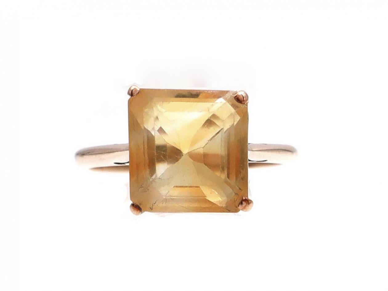 Vintage Square Citrine Dress Ring in 9kt Rose Gold