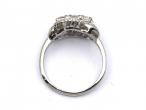 1950s diamond three stone cluster ring in 14kt white gold