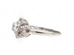 1950s diamond three stone cluster ring in 14kt white gold