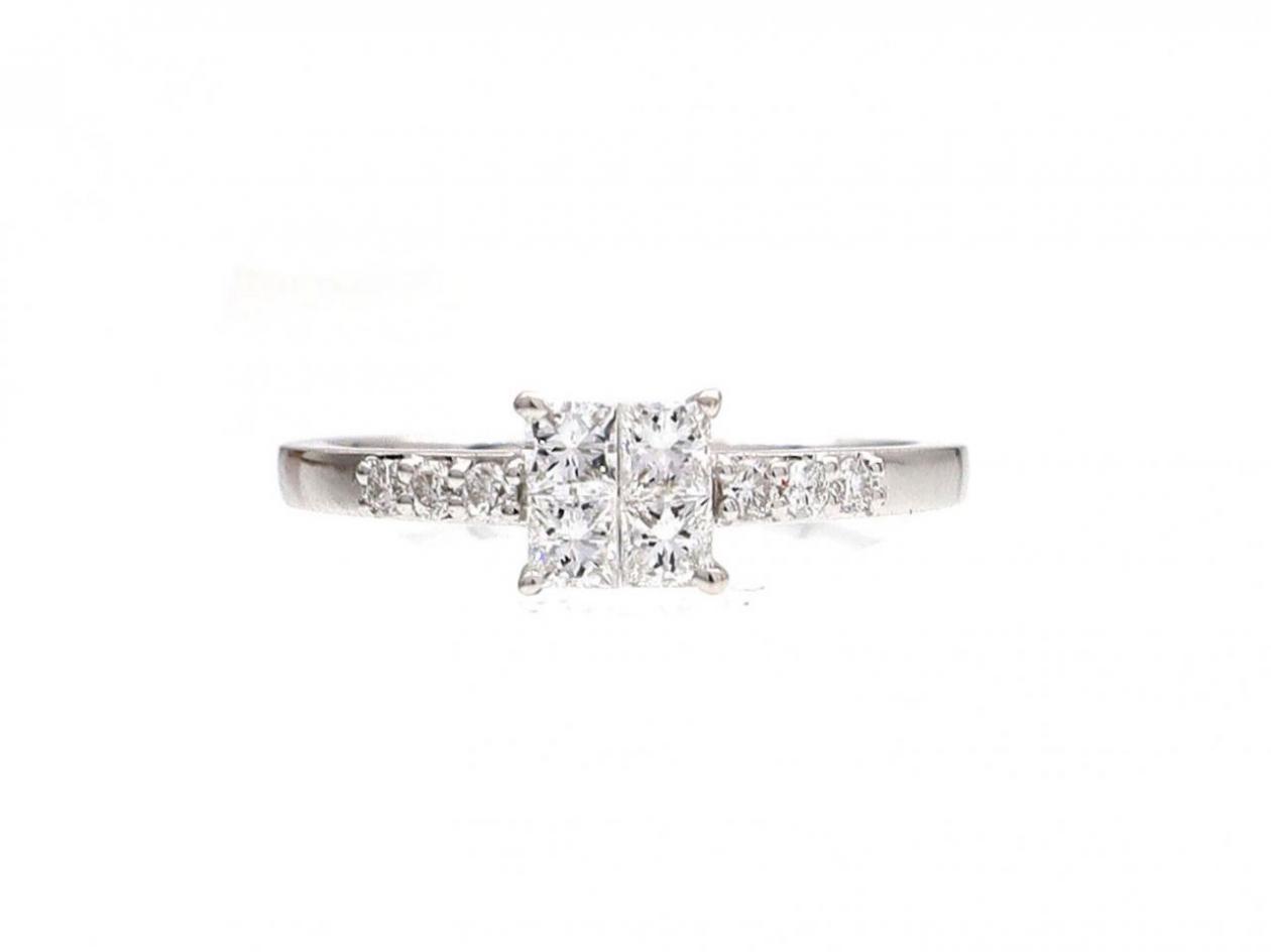 Contemporary diamond princess cut diamond cluster in 18kt white gold